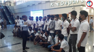 In Airport at Departure Workers